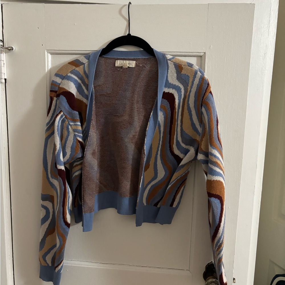 La Hearts Blue and Brown Cardigan Sweater